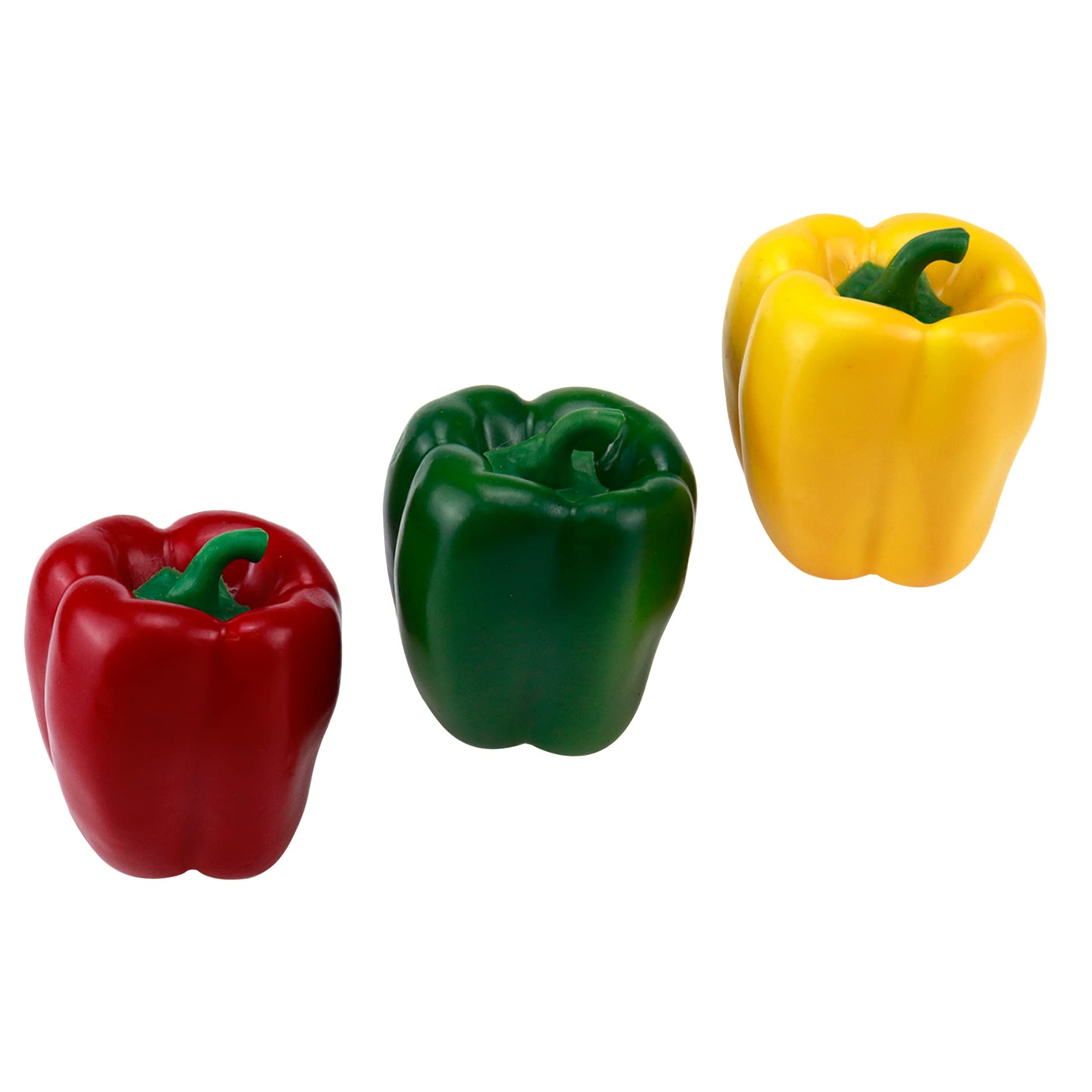 HEVSTIL 3Pack Artificial Bell Peppers,Fake Colorful Bell Peppers Artificial Veggie Lifelike Simulation for Still Life Paintings,Table Decor Photography (Red,Yellow,GreenBell Peppers)
