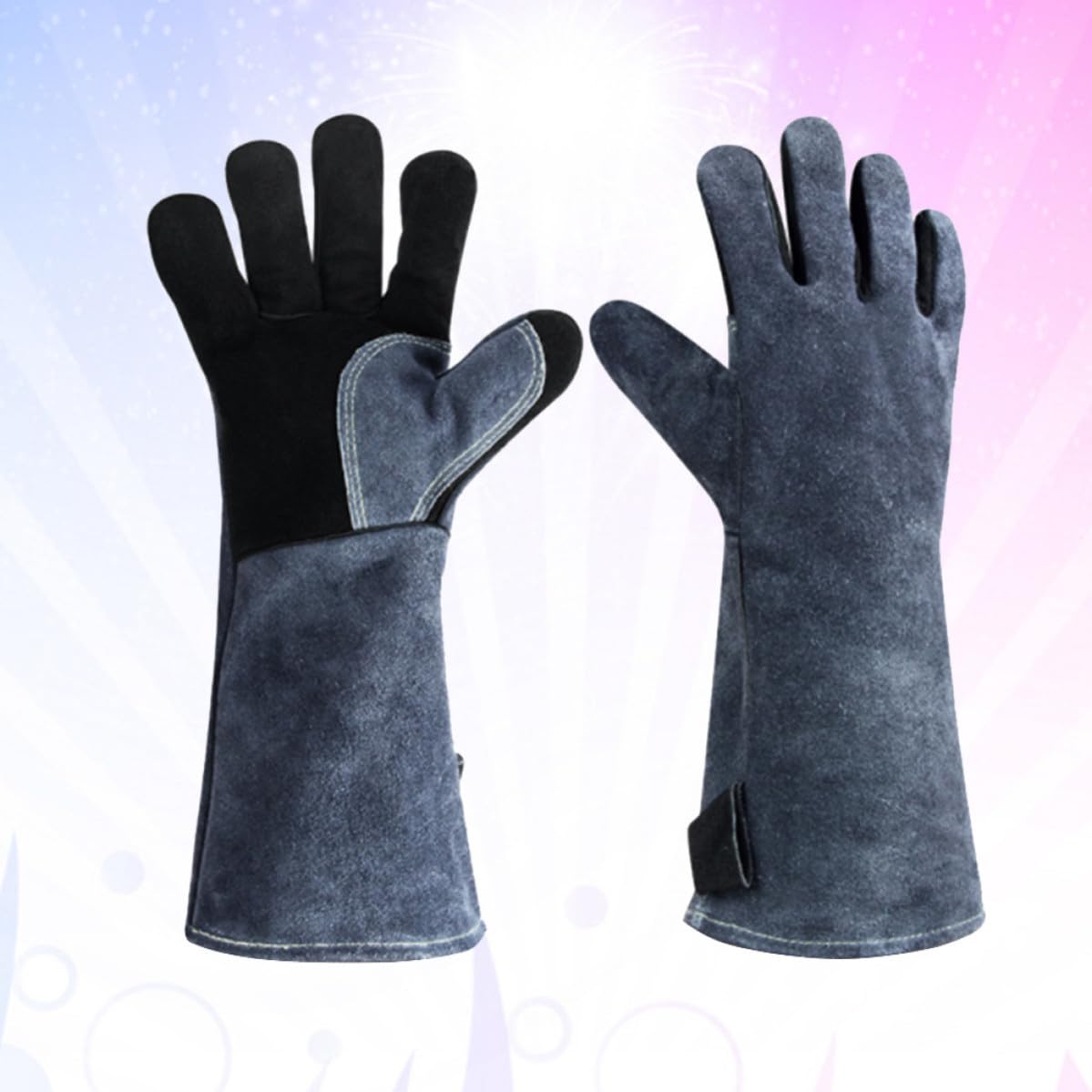 Hitzebeständige Grillhandschuhe 1 Paar aus Leder, Schwarz