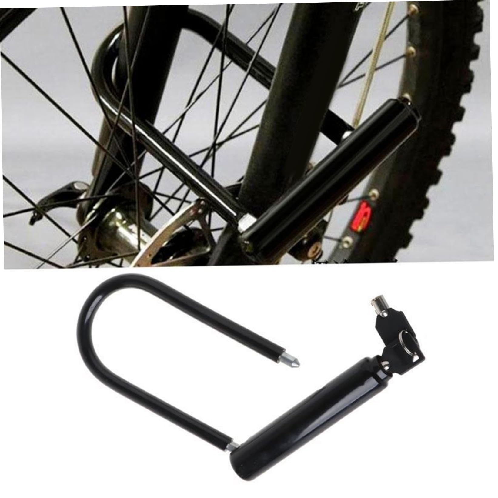 Lucchetto a U per Bicicletta, Robusto, antifurto, in Acciaio, con Chiavi e Staffa di Montaggio per monopattini elettrici, Mountain Bike, Bici da Strada e Porte.