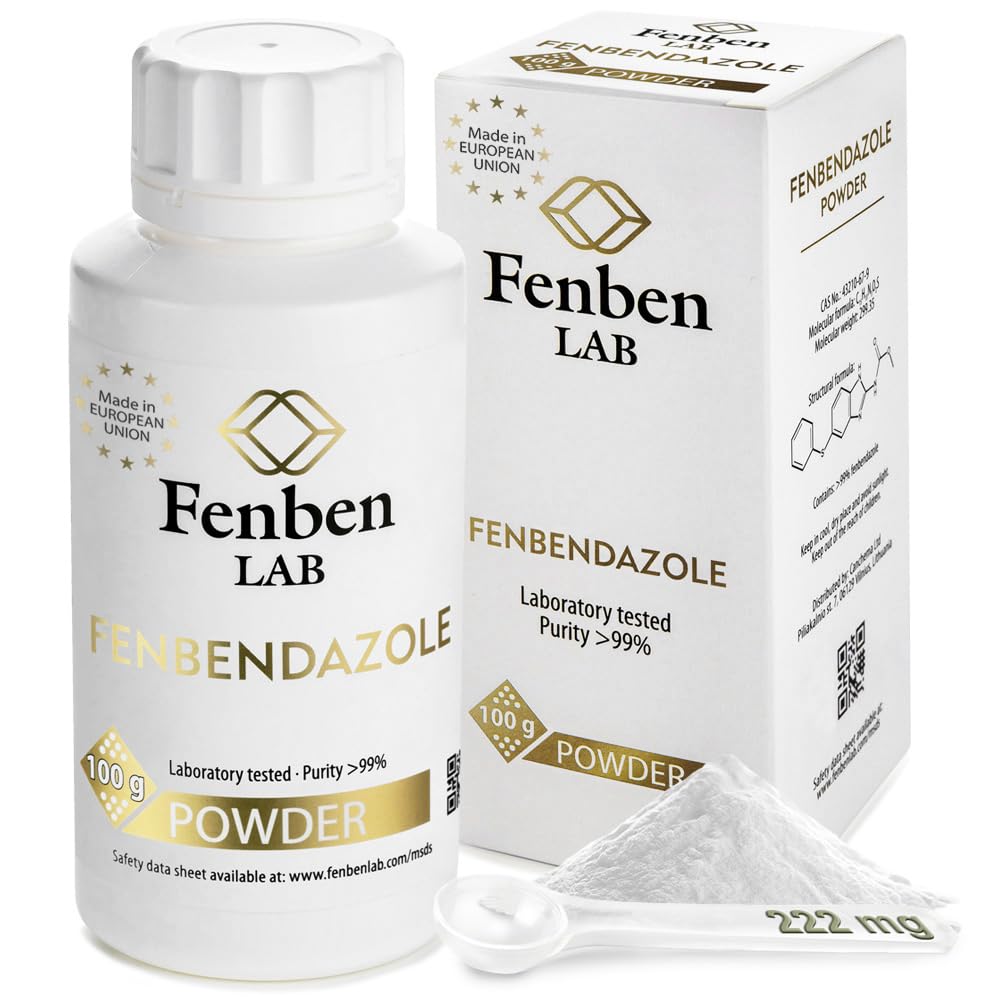 Fenbendazole 100g Powder, Purity >99%, by Fenben Lab, 222mg Measuring Spoon and Certificate of Analysis (Quality Protocol) Included, 3.5oz