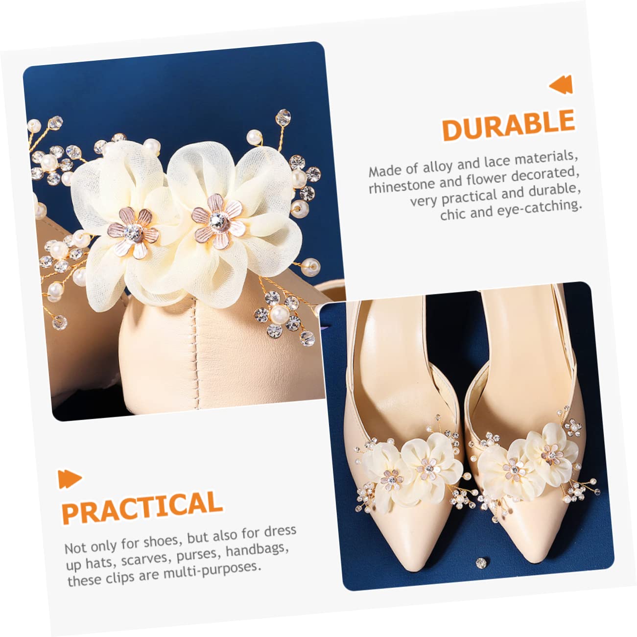 SOIMISS 6pezzi Clip Per Scarpe Da Sposa Con Fiori e Strass Decorazioni Eleganti Per Cerimonie Nuziali Accessori Rimovibili Per Scarpe Raso Sandali e Décolleté