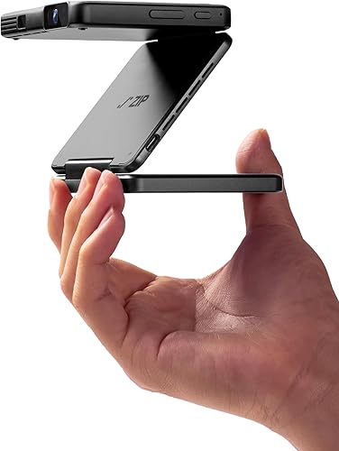 Aurzen ZIP Mini proyector DLP ultraportátil de tres pliegues con Bluetooth 5.4, espejo de pantalla, batería de 5000 mAh, carga rápida tipo C,