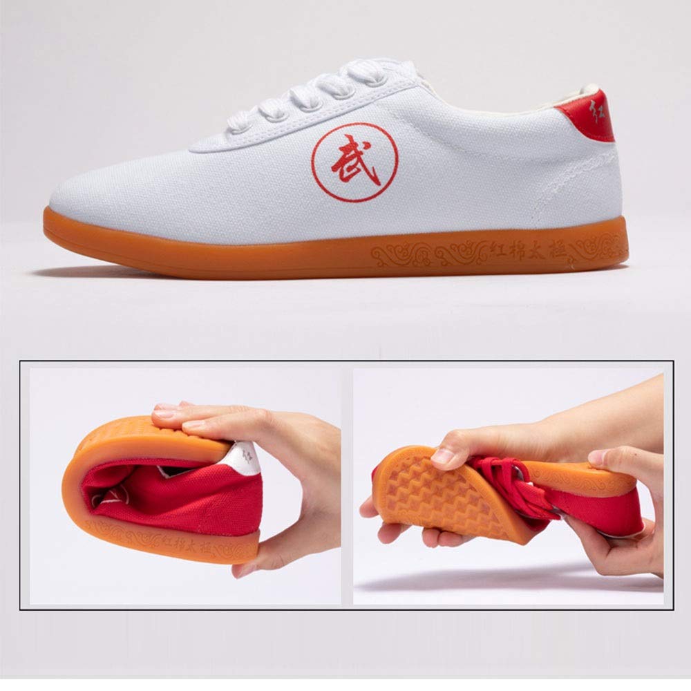 Meng Zapatillas de Taekwondo Antideslizantes Zapatos de Artes Marciales (Color : White, Size : 45)