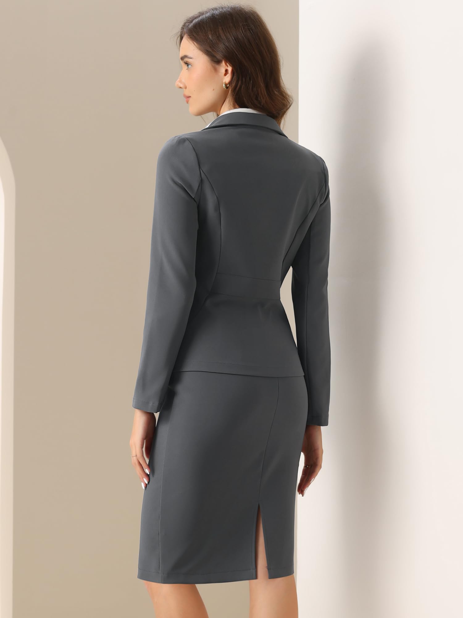 Allegra K 2 Piece Suit Skirt Set Affari Donna