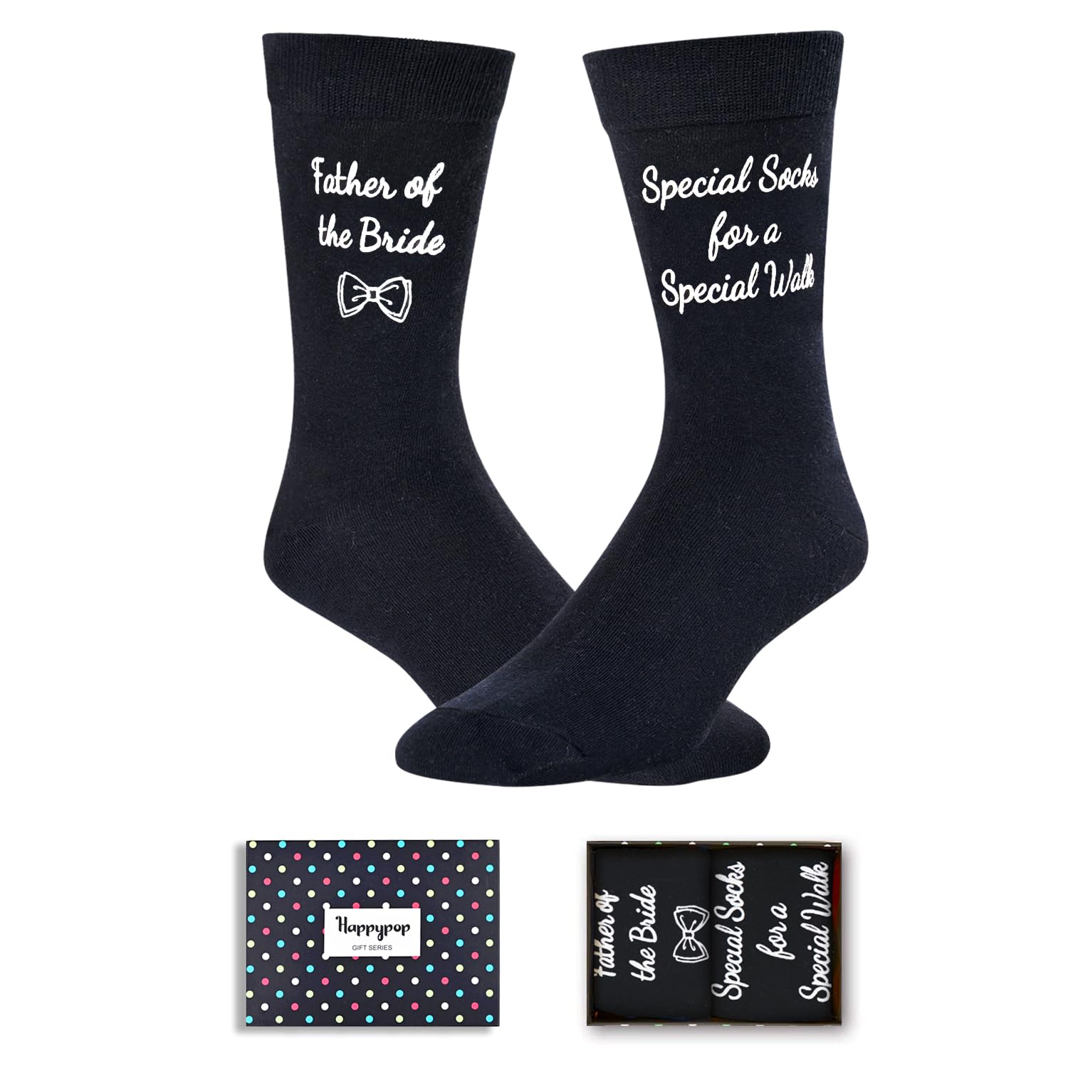 Zmart Father Of The Bride Gifts, Father Of The Bride Socks Gifts For Father In Law Wedding Socks For Men Funny Dress Socks, Father of the Bride Black, Medium
