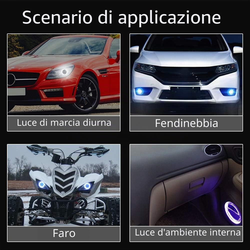 Anelli di luce multicolore RGB, LED Halo, COB 60SMD, controllo Bluetooth, per auto, Angel Eyes, luci diurne ad anello
