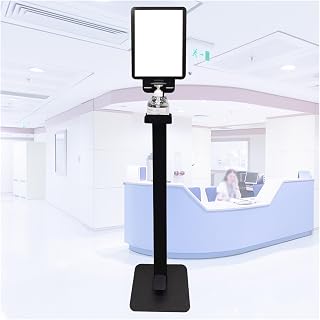 Hospital Hand Soap Dispenser Touch Free with Sign Board, Adjustable Height Public Area Hand Sanitizer Dispensing Stand, for Bathroom Kitchen Elevator Entrance