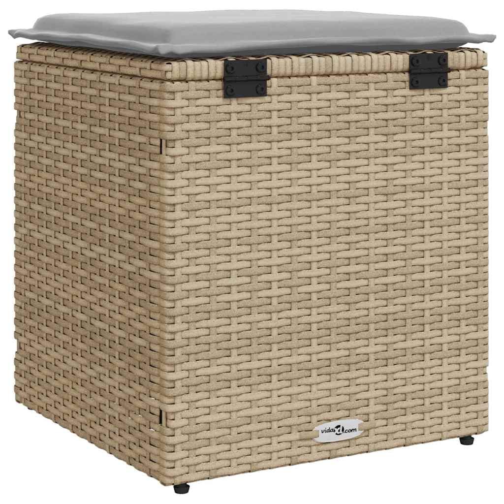 vidaXL Taburetes de Jardín con Cojines 2 uds Beige 40x40x43 cm al Aire Libre