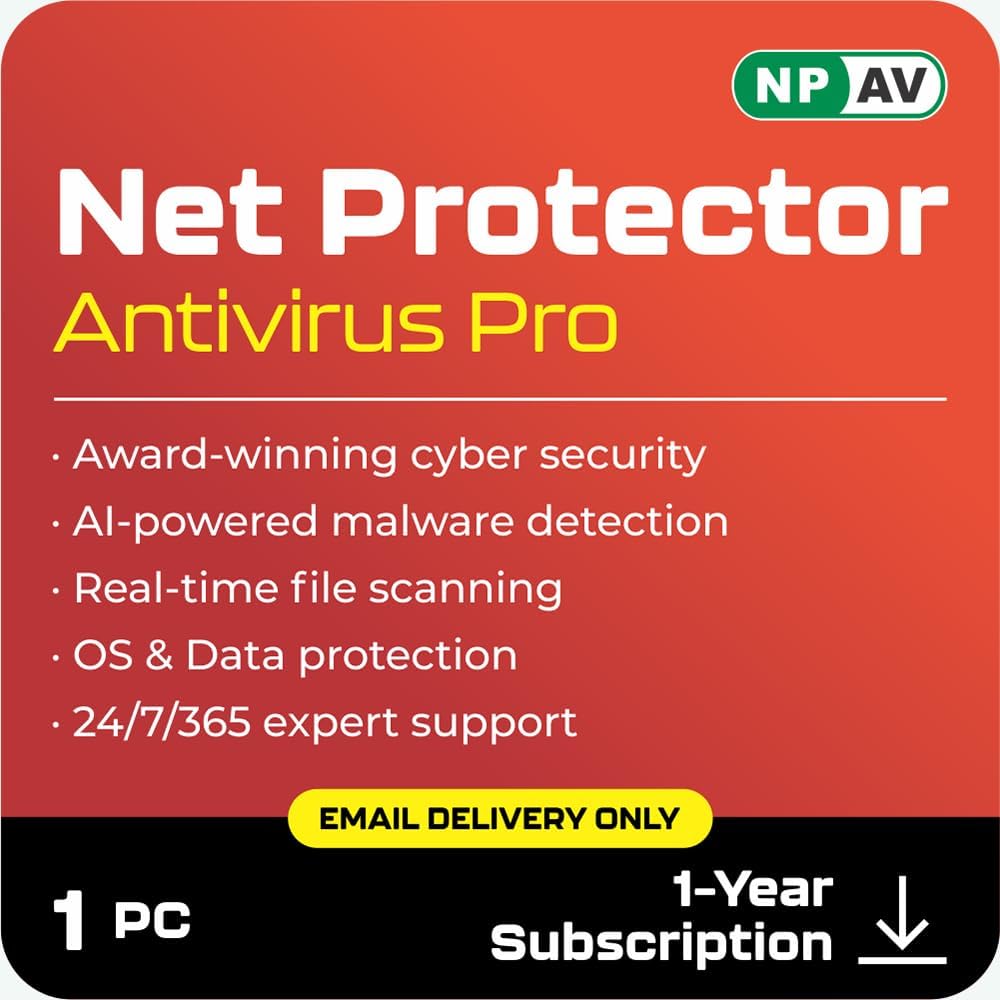 Net Protector Antivirus - Pro 2026 | Windows PC/Laptop | 1 Year - 1 PC with ZeroVDeepLearn Ai (Email Delivery in 1 Hour - No CD)