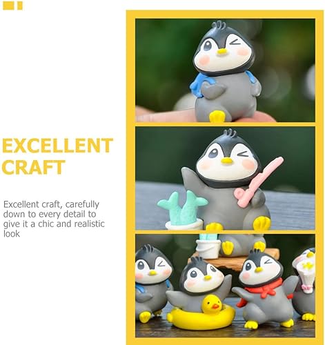Miniatura 7 de 6 estatuas de pingüino en miniatura, mini figuras de pingüino en miniatura, adornos de jardín en miniatura, decoración de micro paisaje, decoración