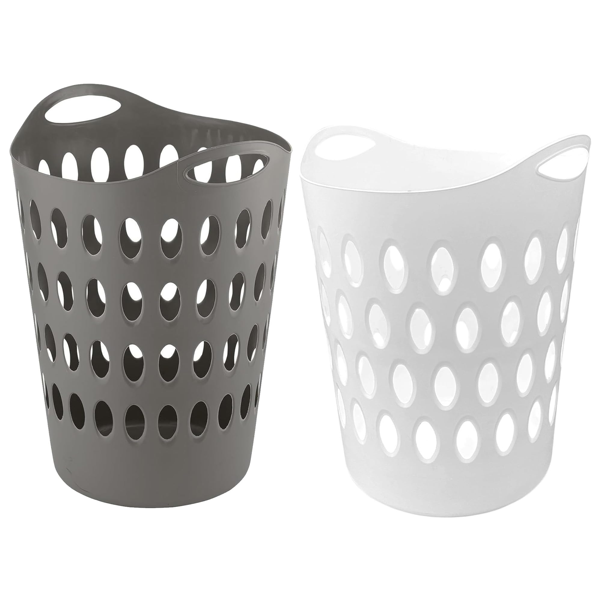 Star Supplies Grey Tall Or White Flexi Lightweight Plastic Laundry Baskets For Home Laundry Clothes Storage Baskets (1, )