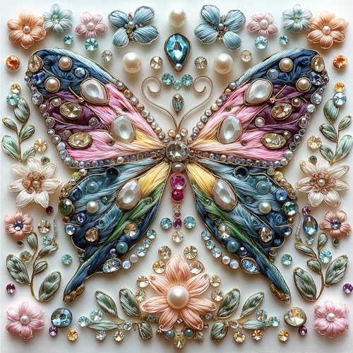 Image of Butterfly Jigsaw Puzzles for Adults 500 Pieces Colorful Crystal Flower Puzzles Beautiful Diamond Art Puzzle Difficult Unique Family Challenging Games Gift for Teens Adults Puzzle (20 inchx20 inch)