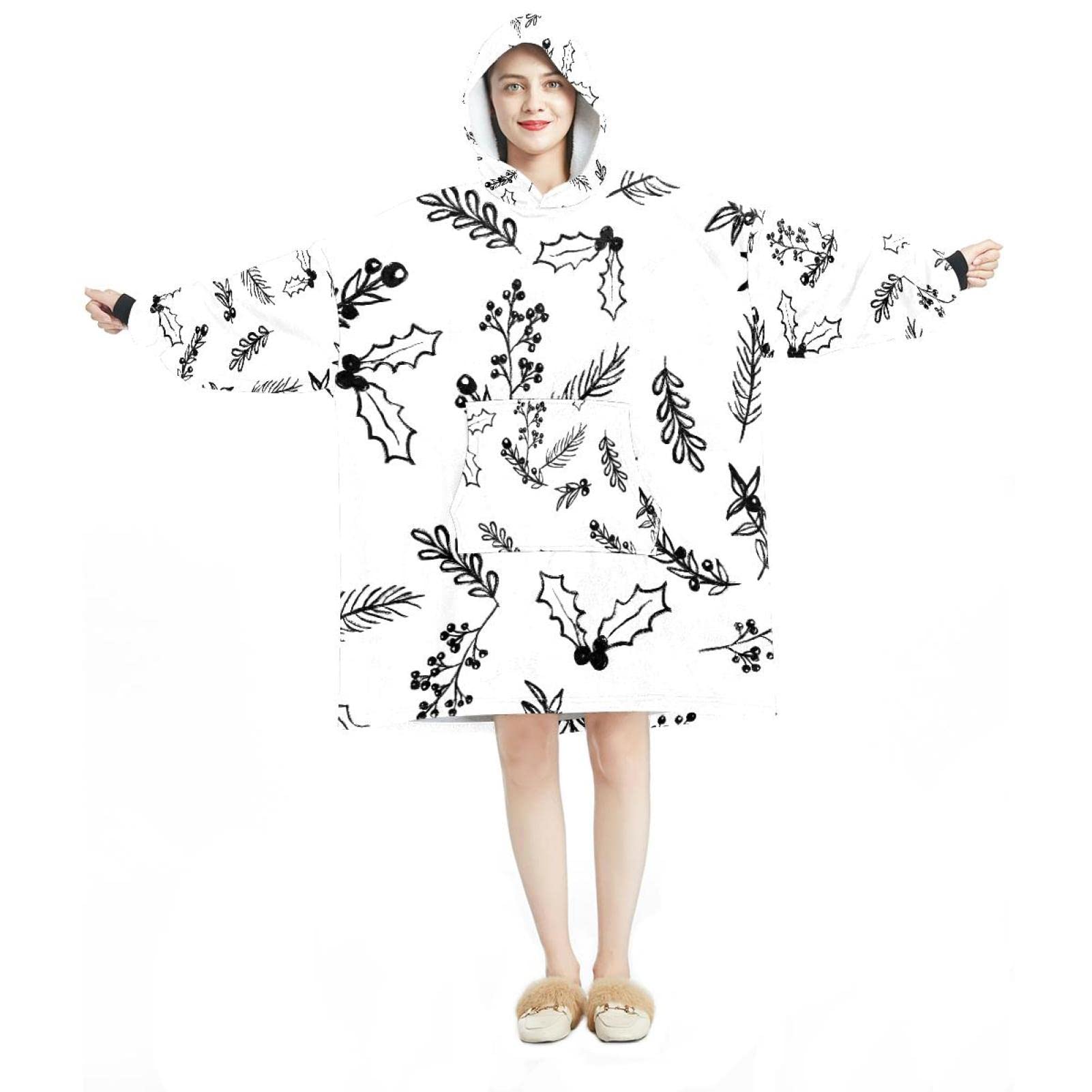 Sweat à capuche surdimensionné en flanelle unique à offrir pour Noël