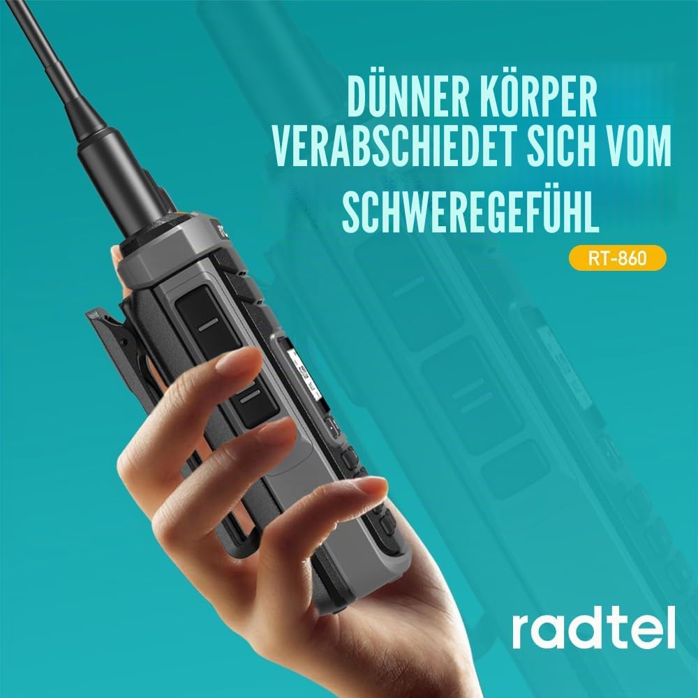 Radtel RT-860 Multiband-Amateurfunkgerät HF UHF VHF Dualband mit AM USB LSB CW CB LW MW SW SSB Empfang, 1024 Kanäle, 2000mAh Akku, Type-C-Ladung und optionaler verbesserter Kurzwellenantenne.