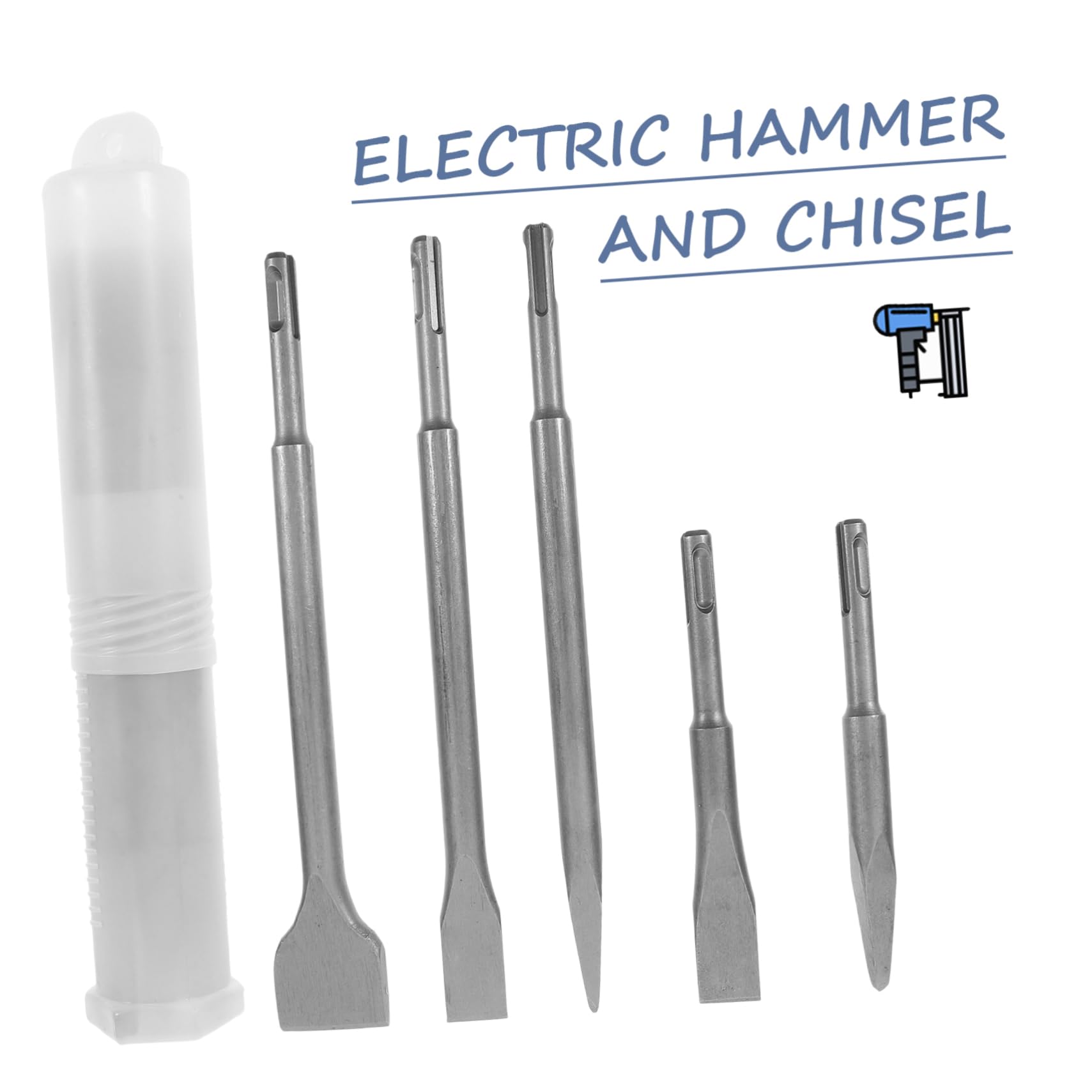 TOPBATHY Set di 5 Scalpelli per Calcestruzzo, Acciaio e Plastica, per Pareti in Cemento, Taglio Preciso, Operazione Stabile, Custodia per Vari Progetti