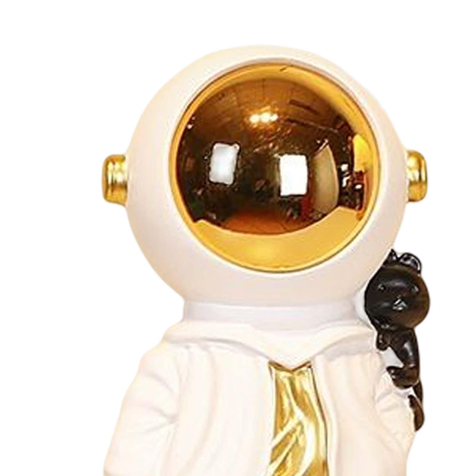 Estatua creativa de astronauta en miniatura, manualidades, decoración decorativa de escritorio, decoración del hogar, estantería, regalos para niños (blanco)