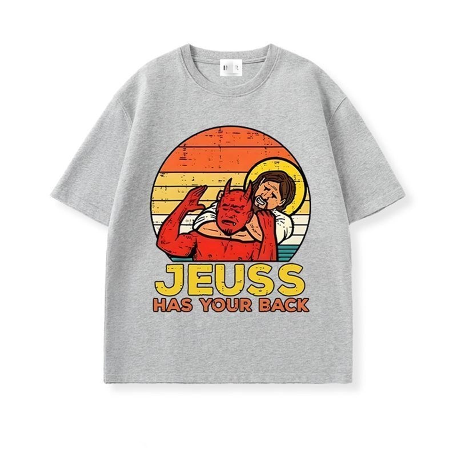 T-Shirt Vintage Homme Coton Manches Courtes Gris Taille L Unisex