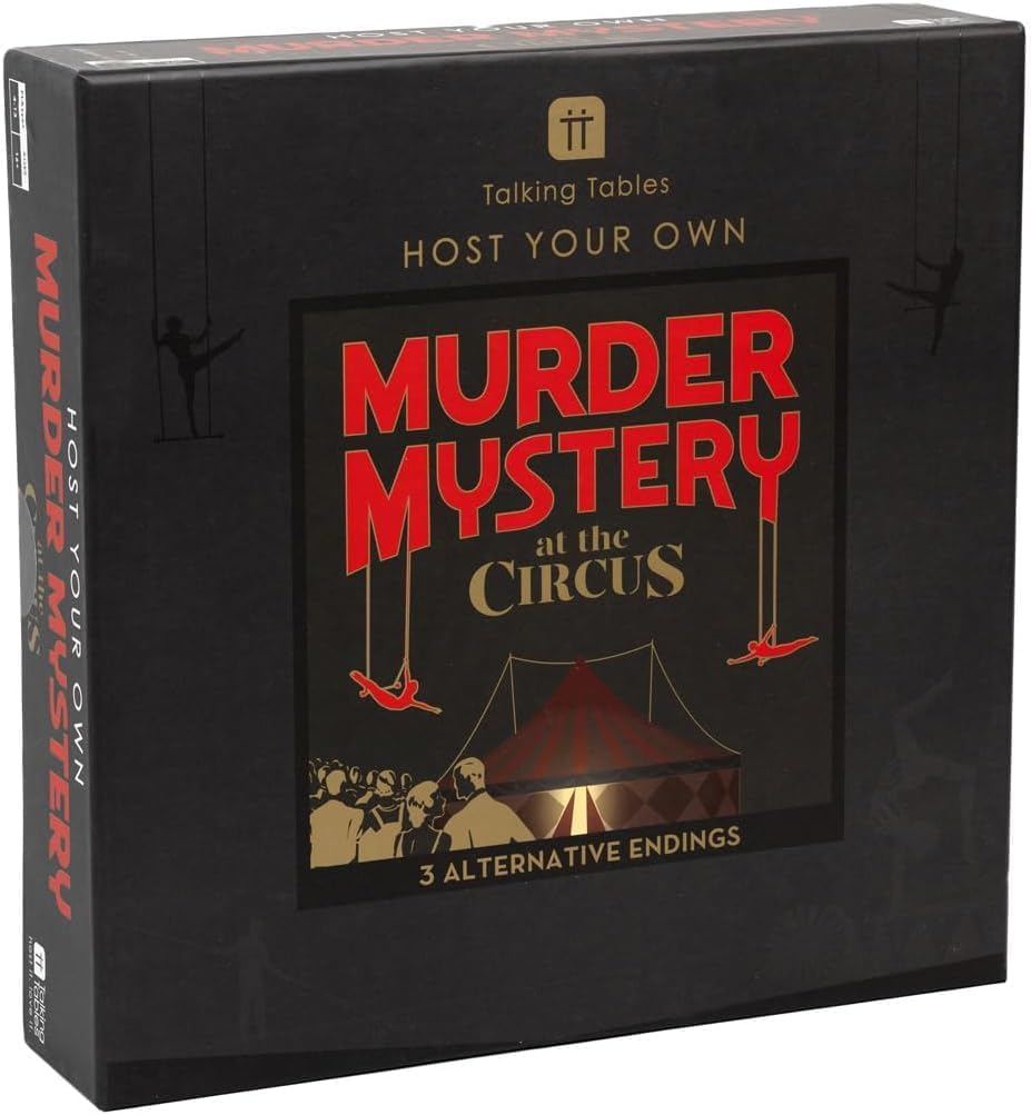 Talking Tables Reusable Murder Mystery Dinner Party Game Kit, Circus Themed Murder Mystery Game for Adults Hilariously Good Fun, Ideal for Halloween Parties Christmas New Years 3 Alternative Endings
