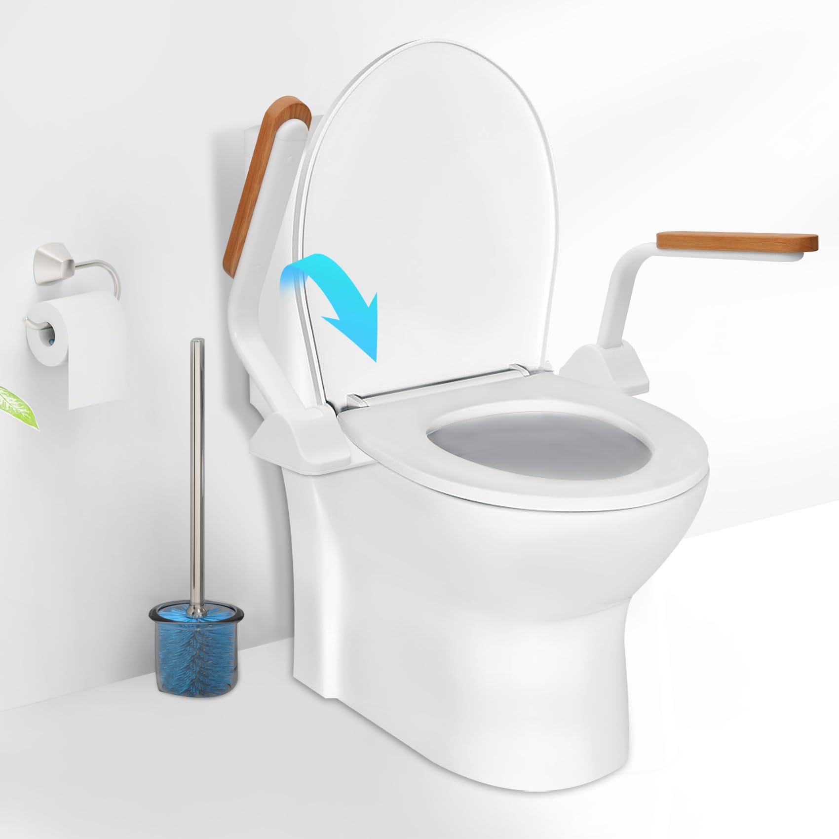 Toilet Safety Rails for Elderly (520 lbs), Handicap Toilet Rails with Foldable Handles, Toilet Assist Rails, Toilet Rails for Seniors, Heavy Duty Toilet Safety Frames Rails with Arms, Easy Installatio