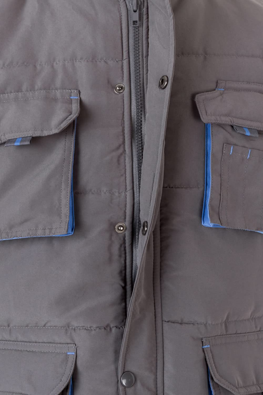 Velilla 205902 - Gilet rembourré bicolore multipoches - Gris et bleu