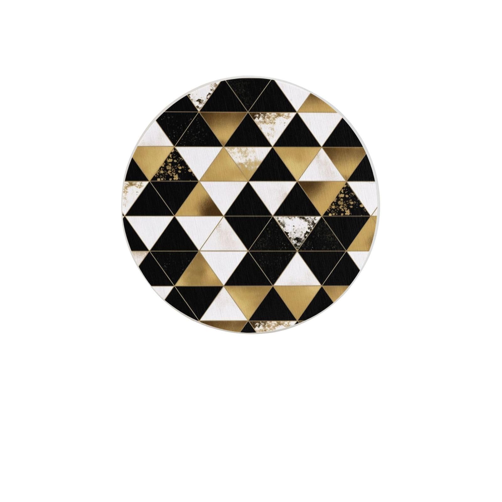 Fashion Modern Black White Gold Triangles Absorbent Drink Coasters Diatomaceous Round Coaster 4 Inch Reusable Cup Coasters Set 4pc