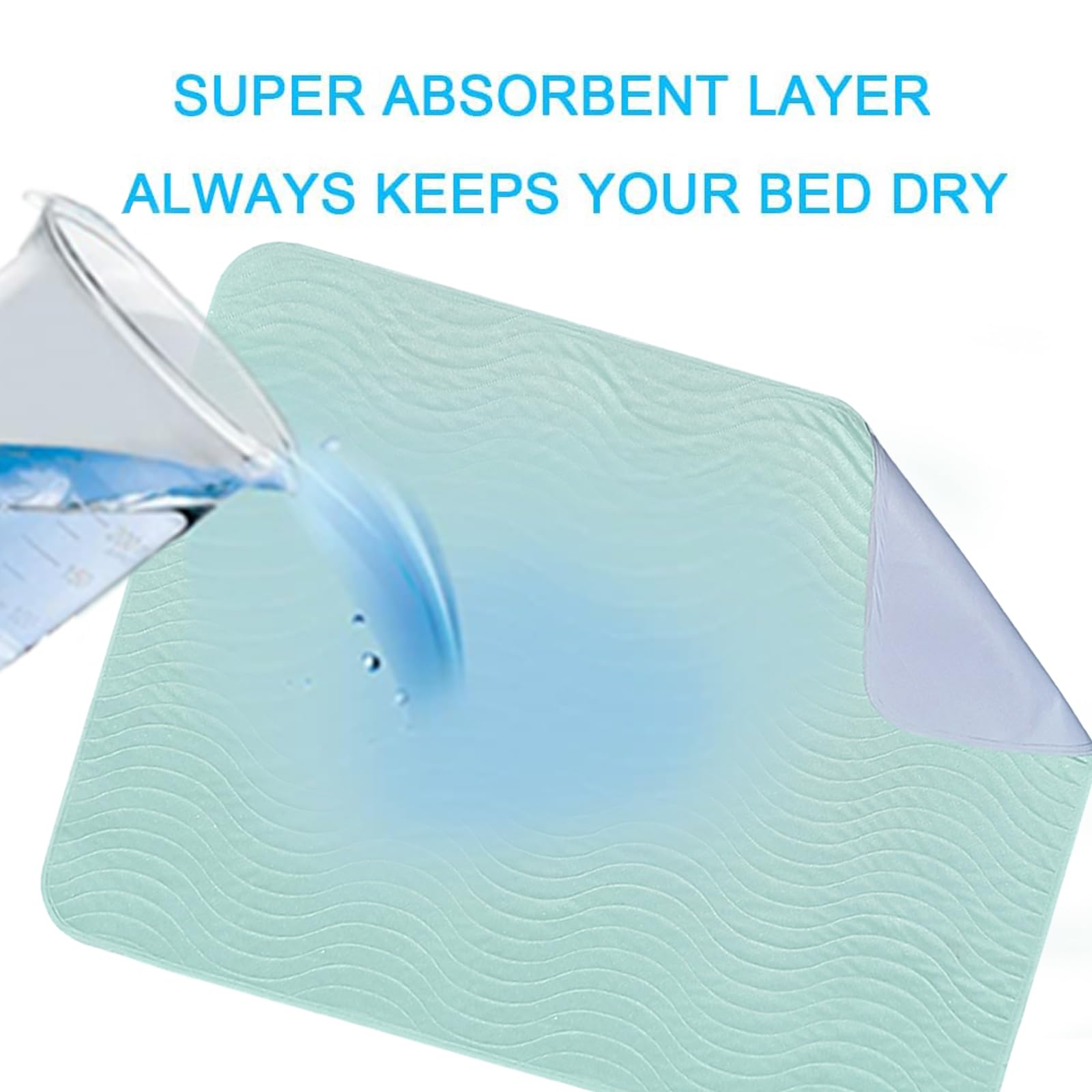 Almohadillas de cama absorbentes para incontinencia, lavables, reutilizables, protectores de colchón impermeables de 4 capas (36 x 52 pulgadas, paquete de 2)