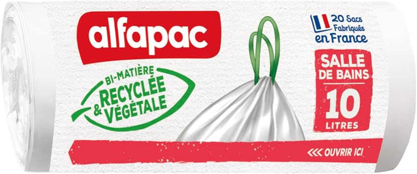 alfapac - 20 bin bags - sliding link - bathroom - 10L