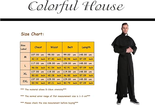Miniatura 6 de Colorful House Disfraz de sacerdote para adultos, traje de monje sacerdote para hombre