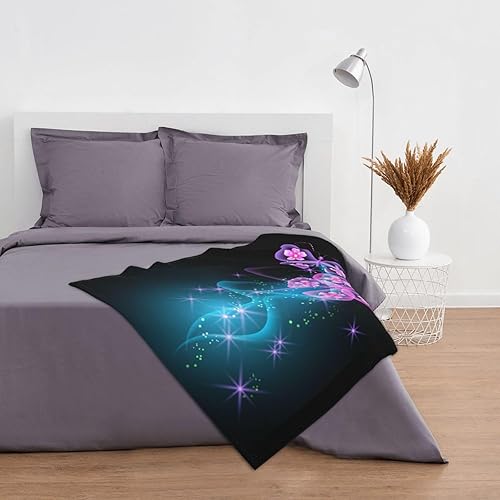 Miniatura 5 de Manta de mariposa rosa brillante con mariposas y flores sobre azul, regalos de mariposas para mujeres, adultos y niñas, manta de franela de vellón