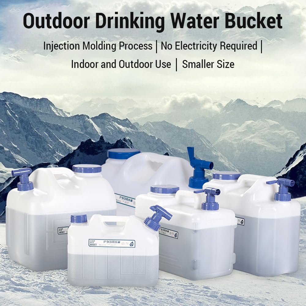 Tanque de agua potable, almacenamiento de agua de plástico para exteriores, diseño de grifo giratorio, contenedor de agua duradero apto para alimentos para viajes, senderismo, (23L)