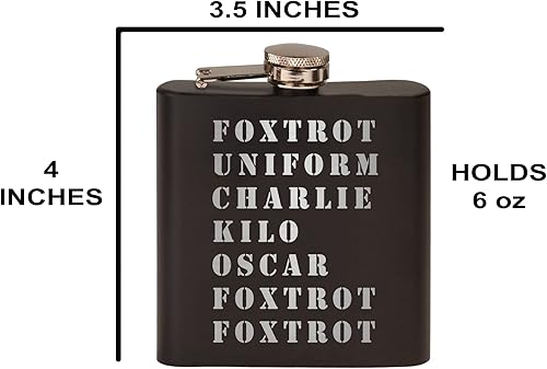 Miniatura 3 de Divertido frasco de acero inoxidable Foxtrot Off Militar Acrónimo Broma de acero inoxidable mate de alta calidad es un gran regalo para él papá
