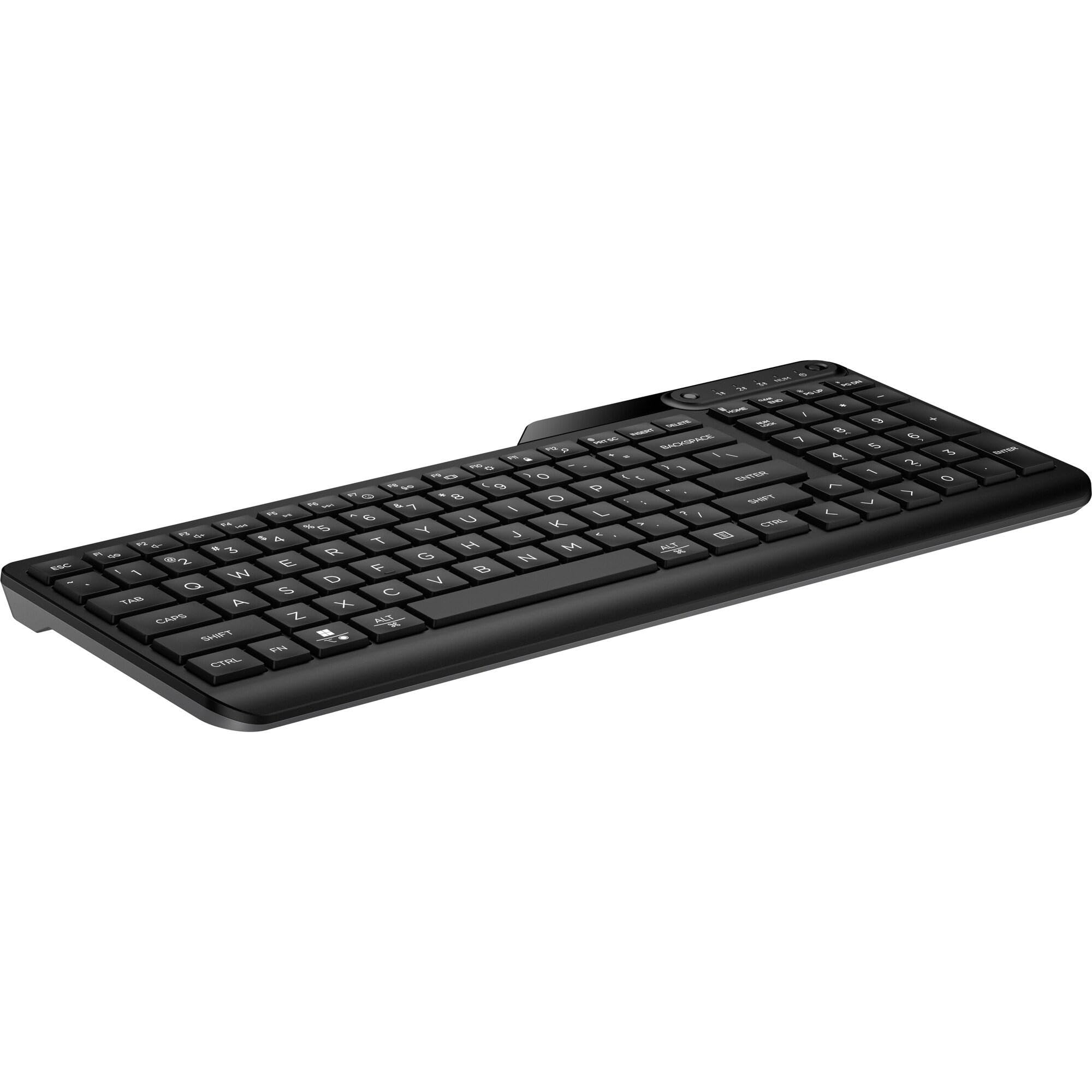 HP 460 Tastiera Wireless e Bluetooth 5.3, Connessione Multi-dispositivo, Qwerty, Autonomia fino a 2 anni, 12 Pulsanti Programmabili, Compatibile con Windows 10 e 11, Android, Chrome OS, MacOS, Nera