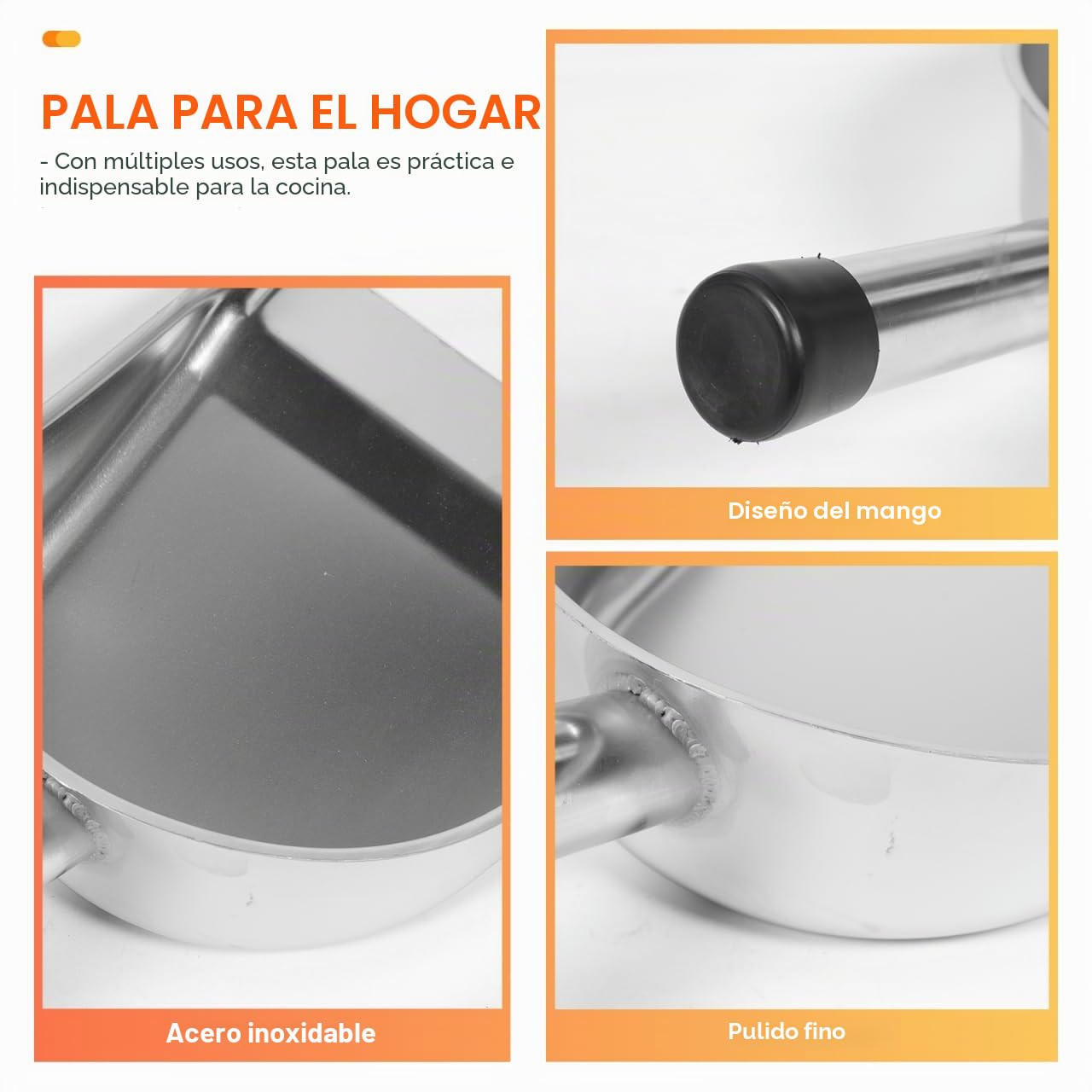 STOBAZA Pala De Mano De Acero Inoxidable 14.56 Pulgadas con Mango Ergonómico para Recoger Polvo Y Basura En Hogar Y Cocina Herramienta De Limpieza Resistente