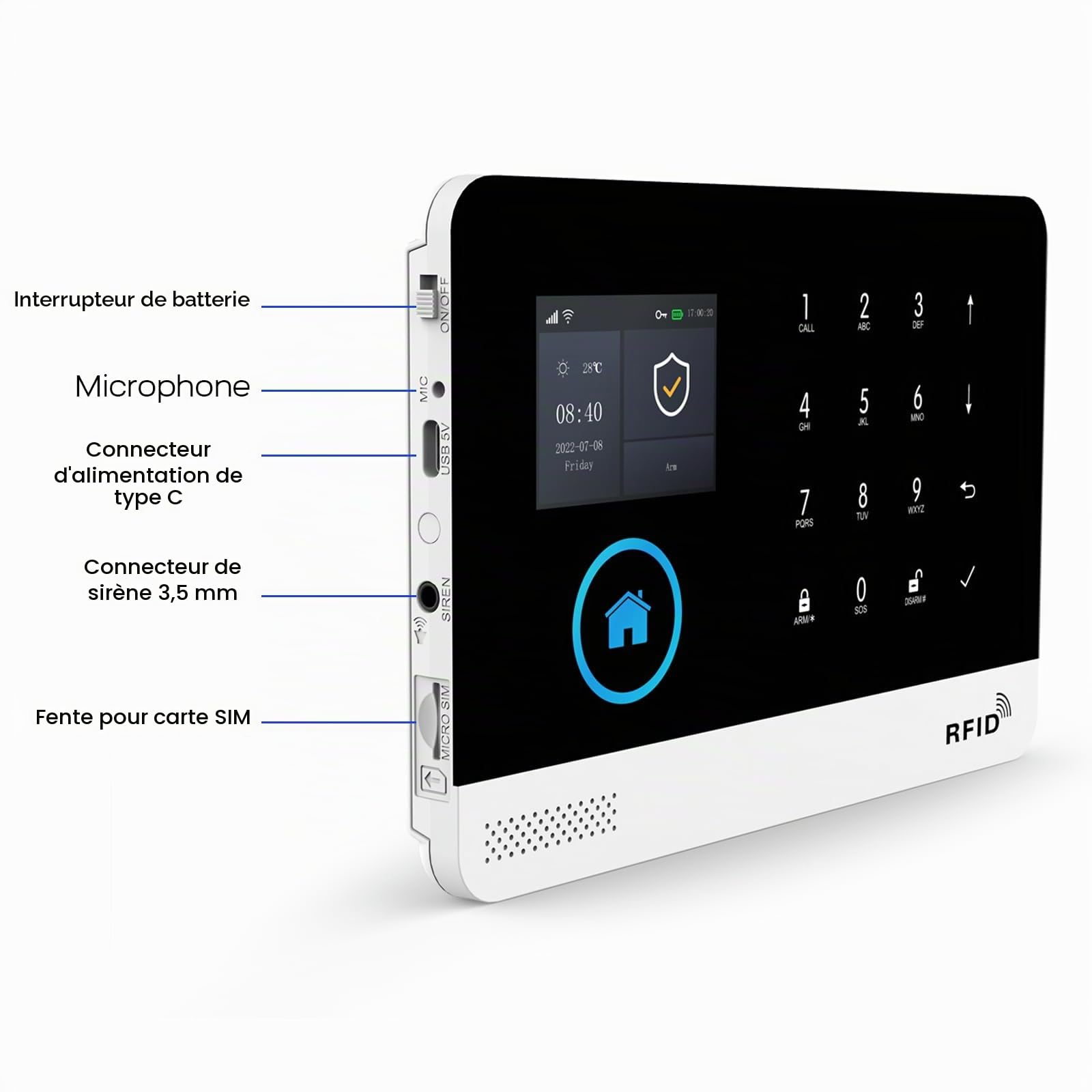XNY Alarme Maison sans Fil Intelligent WiFi - 8 pièces Système Alarme Maison 4G avec APP Alertes - Détecteur de Mouvement, Télécommandes, Capteur de Fenêtre et de Porte, Sirène, Compatible avec Alexa
