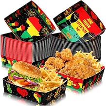 Harloon 36 Pack Juneteenth Black History Month Food Trays 5 lb Party Supplies African American Large Paper Snack Serving Trays for African Freedom Day Decoration Afro American Festival Kwanzaa