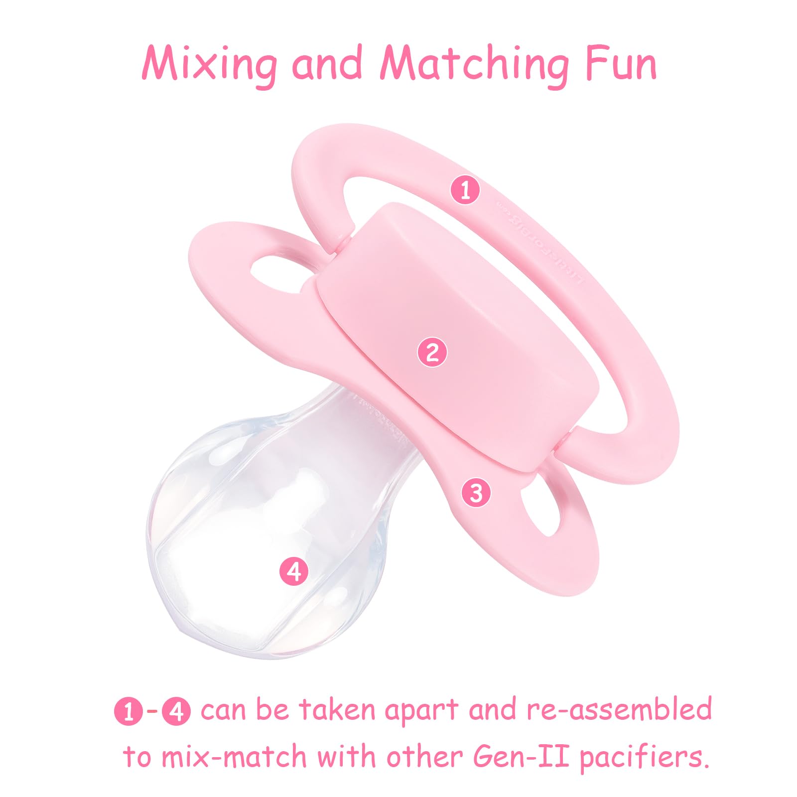 Littleforbig Bigshield Generation-II Adult Sized Pacifier Overload 3 Paci Pack - Dark-Pink Medium-Pink Light-Pink
