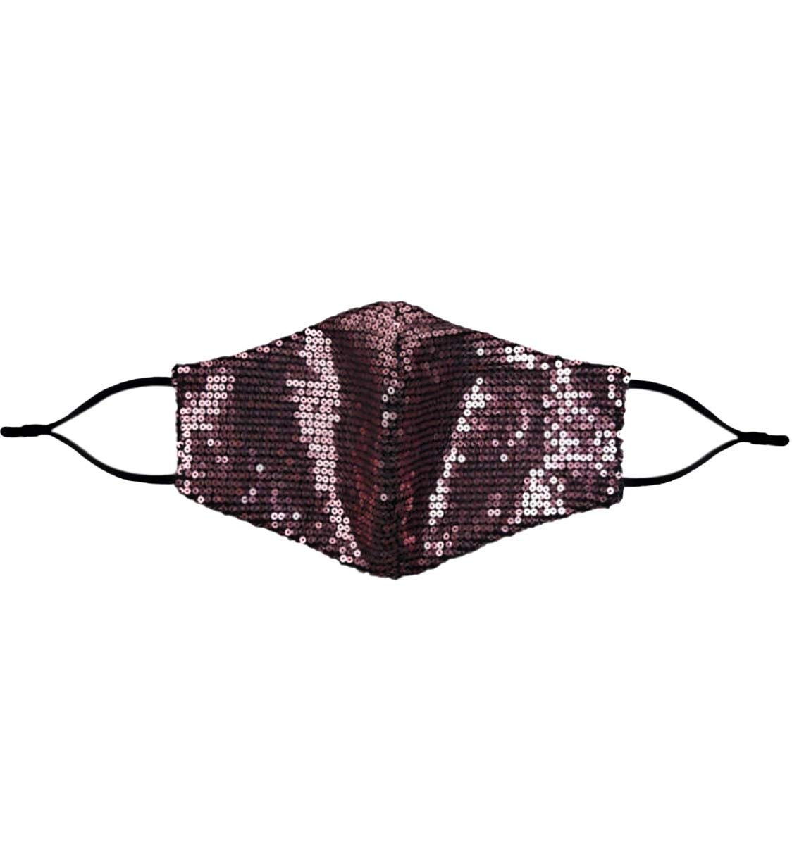Pink Glitter Face Mask, Sequin Resuable Mask, Rose Pink adjustable mask; Pack of 1