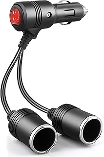 Cigarette Lighter Distributor, Adapter Cigarette Lighter Socket, 1 to 2 Car Cigarette Lighter Plug with Switch 12 V/24 V, Cigarette Lighter Extension Car Motorcycle (1-2 15 cm)