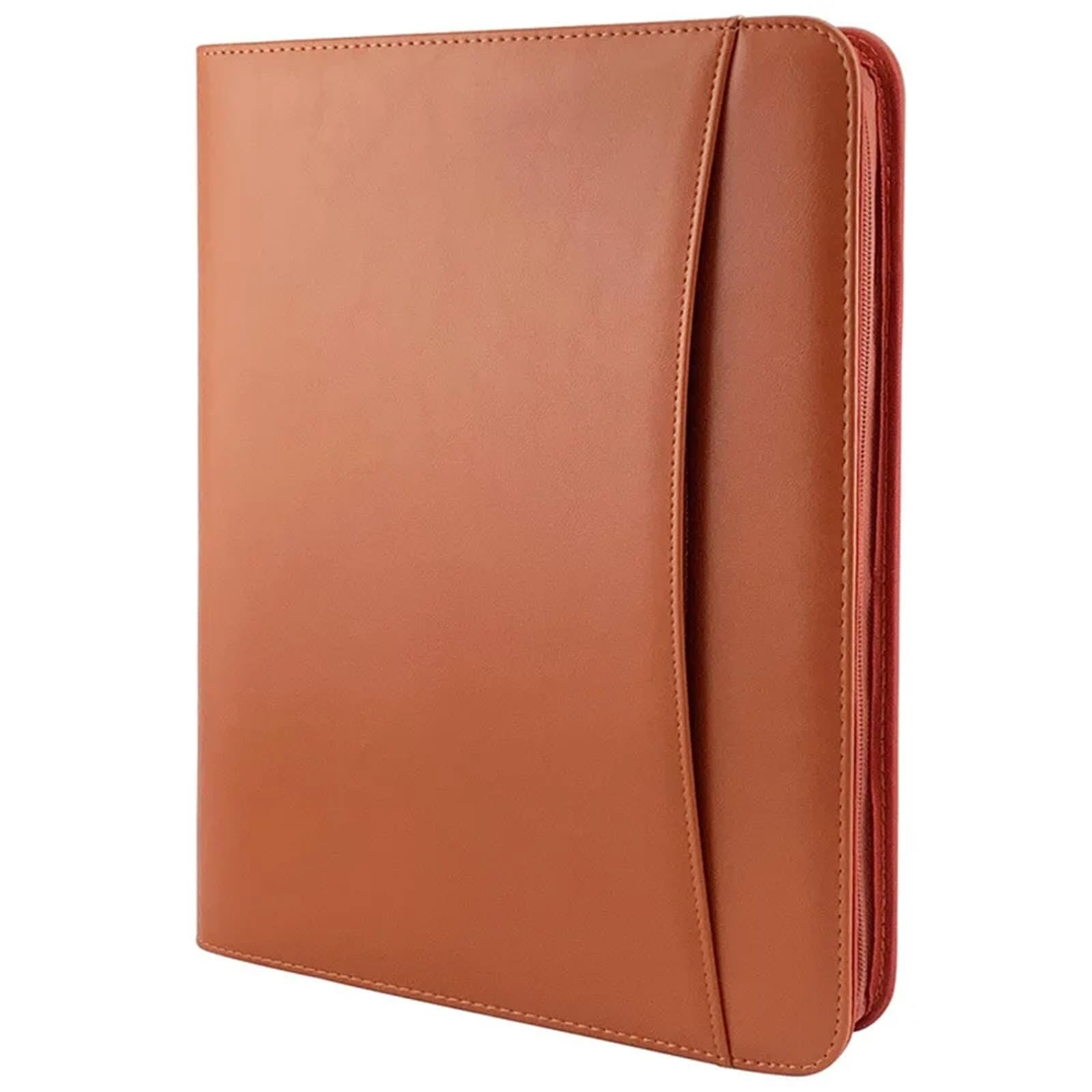 Documenti in pelle Cartella in pelle con chiusura a cerniera for iPad/tavolo e raccoglitore for curriculum for colloqui di lavoro(Brown without book)