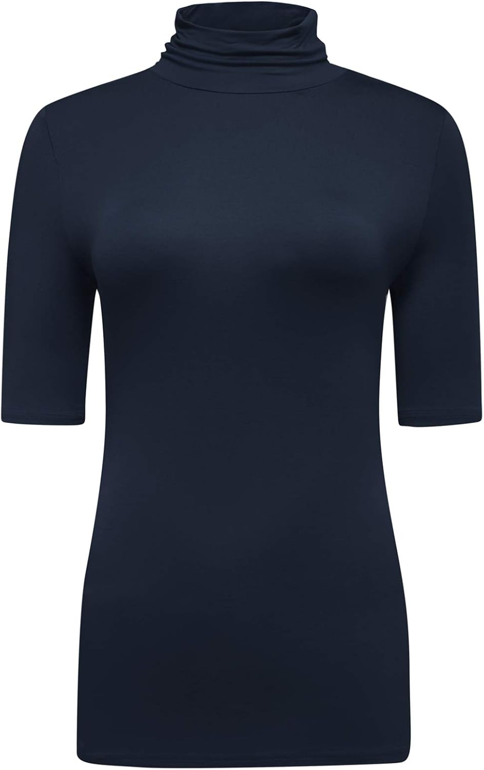OThread & Co. Women's Half Sleeve Turtleneck T-Shirt Basic Stretch Layer Comfy High Neck Top