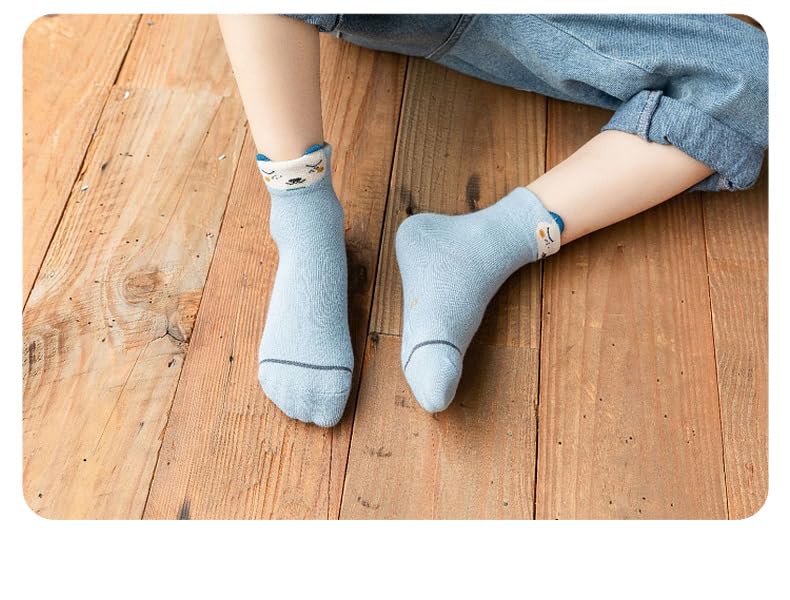 Image of Colourful Socks for Kids, Crew length, Soft Pure Cotton, Lightweight & Breathable, 1 to 9 Years, Pack of 5, Designer socks