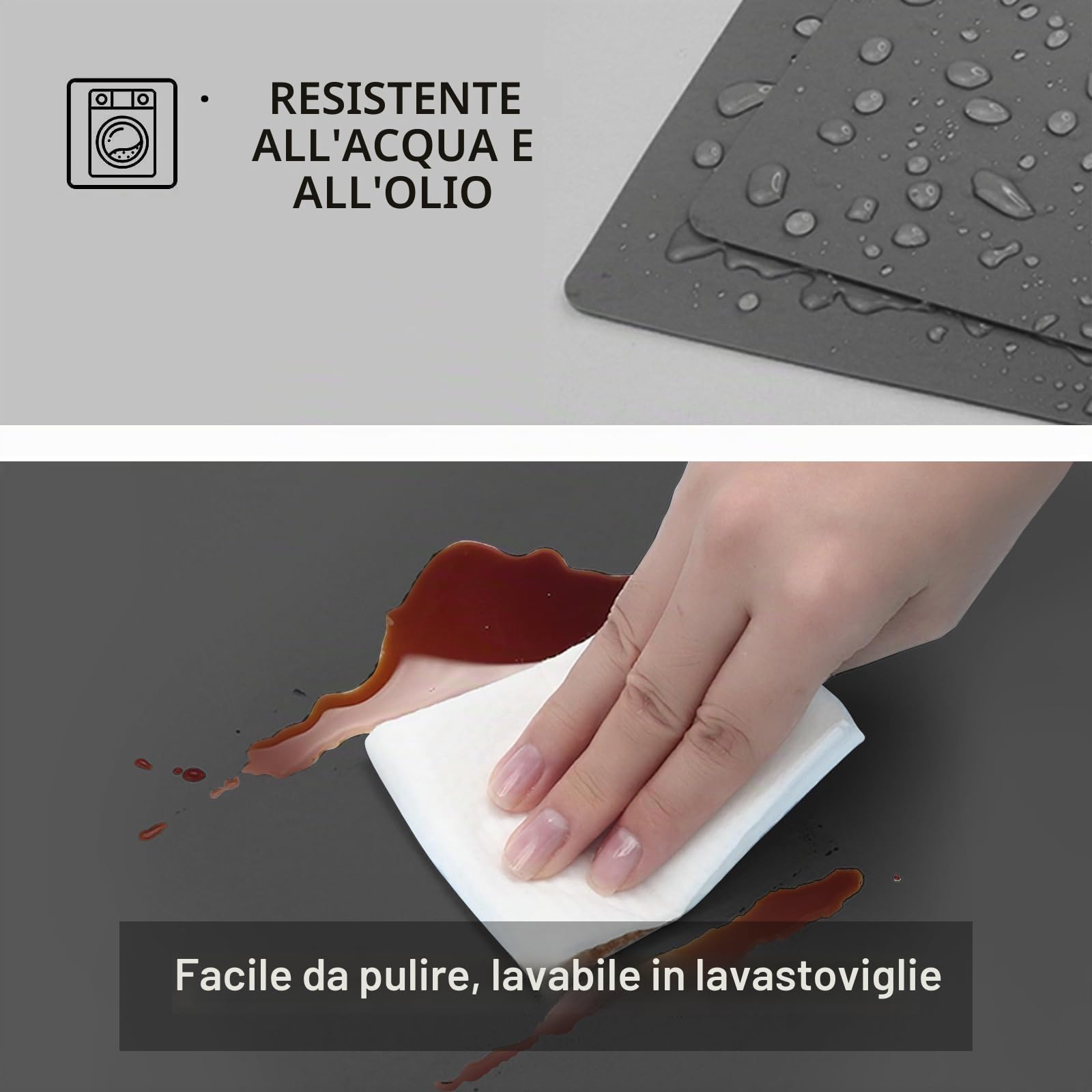 Tappetini in silicone per bancone della cucina, 120 x 60 cm, tappetino extra large in silicone da 2 mm, tappetino antiscivolo resistente al calore, protezione per il piano di lavoro, tappetino