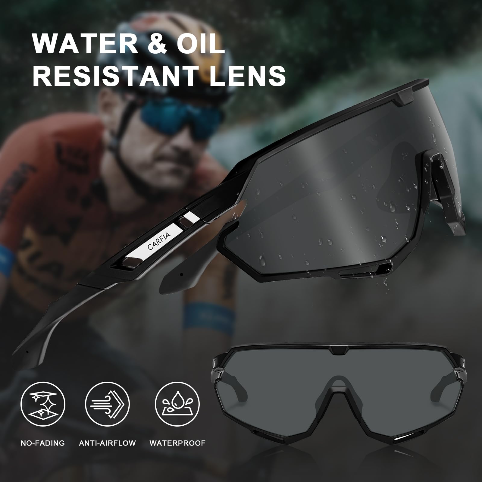 CARFIA Fahrradbrille Schnelle Brille Polarisierte Herren Sonnenbrille UV 400 Schutz Sportbrille für Autofahren Fahrrad Angeln Golf