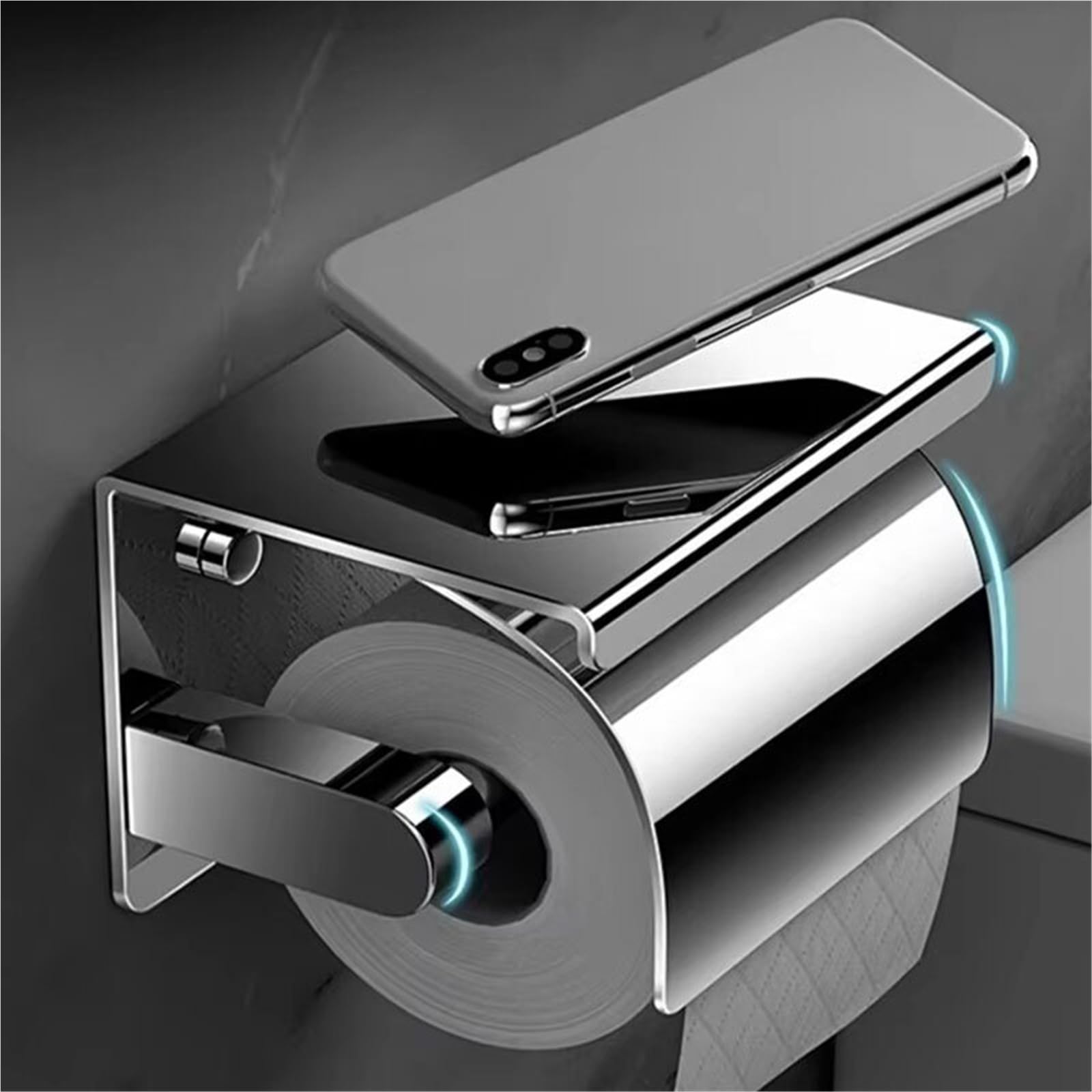 Portarrollos Papel Higienico Toallero de Papel de Acero Inoxidable sin perforar, Estante de baño for Rollo de Cocina montado en la Pared(C Roll Paper Holder)