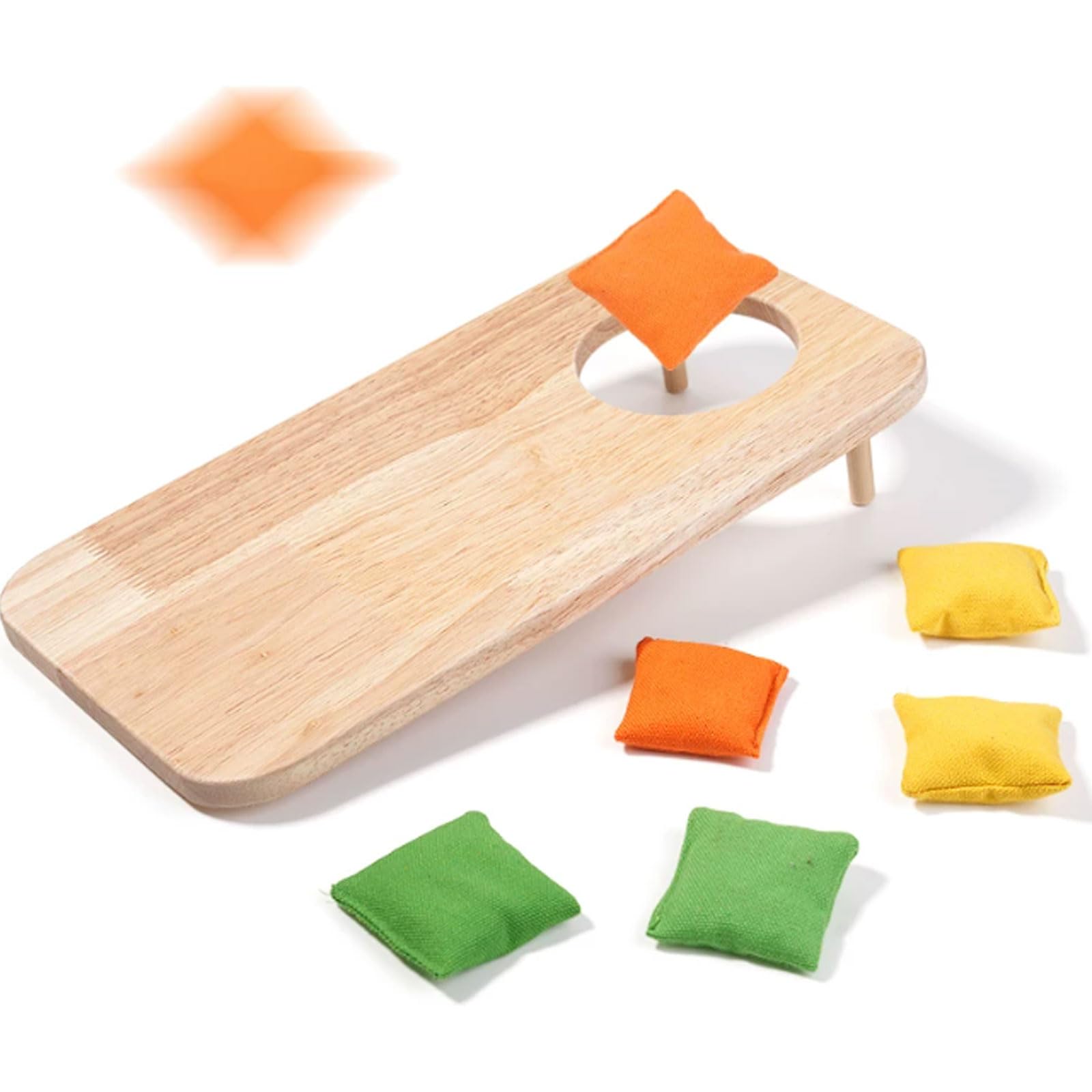 Przenośna drewniana mini gra w rzucanie workami Montessori | Mini zestaw do Cornhole, gra interaktywna dla rodzica i dziecka, rozwijająca mięśnie rąk i koordynację ręka-oko