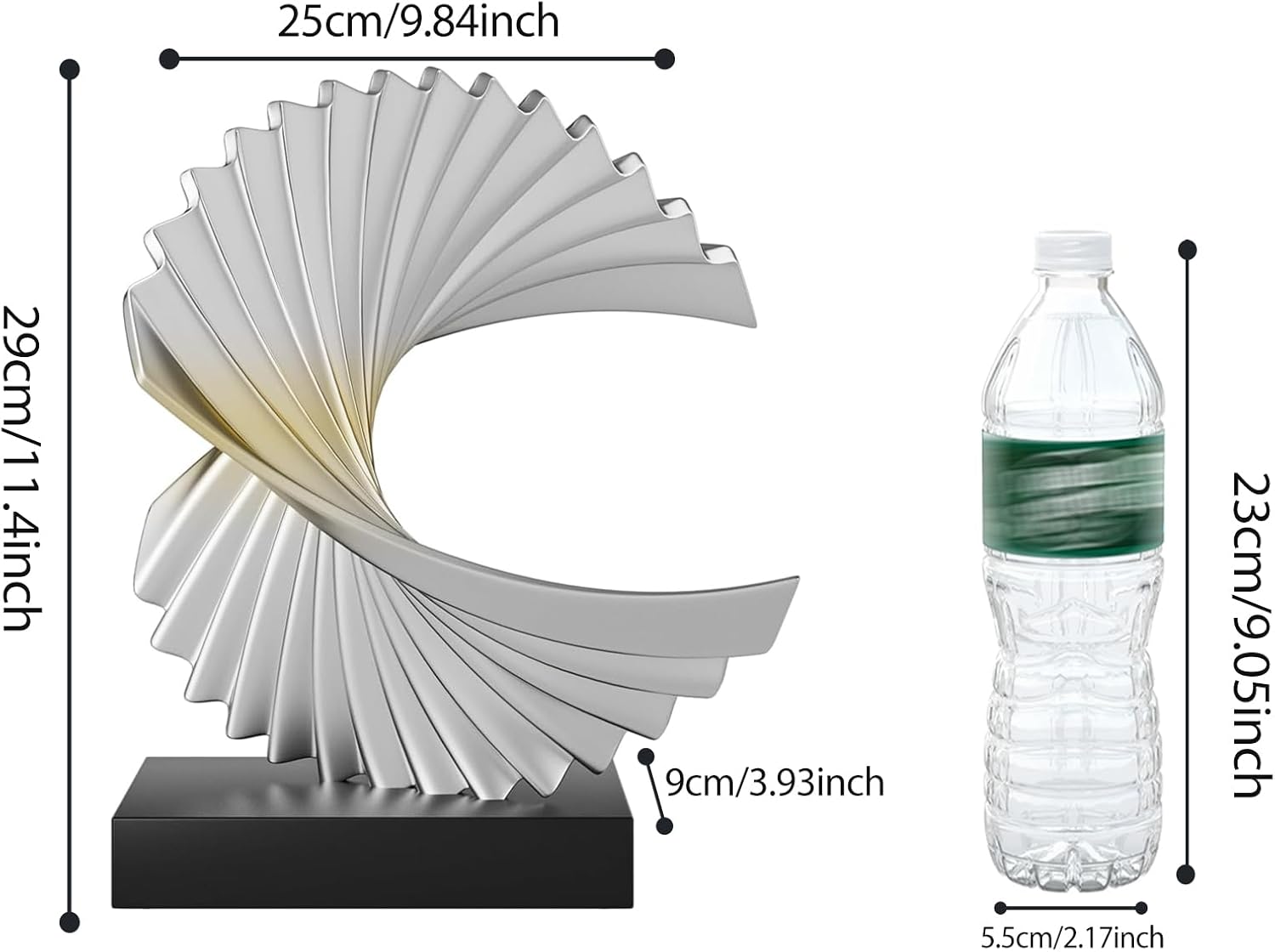 Ocean Wave Sculpture - Modern Funky Abstract Statue, Resin Wave Sea Ornament for Home Office Desk Shelf Accents (Silver) - Image 6