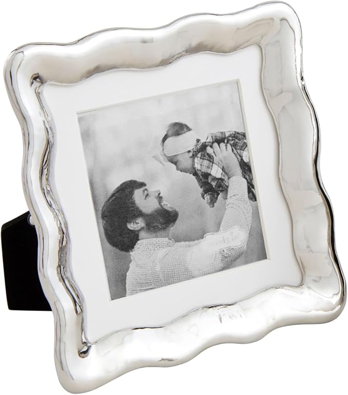 Mud Pie Square Wavy Metal Mini Frame; 5" X 5"