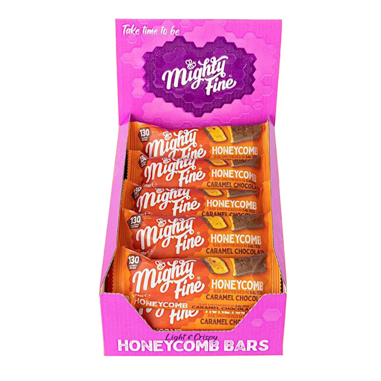 Mighty FineSalted Caramel Honeycomb Bars, 15 x 30 g, Light & Crisp Honeycomb Covered in Salted Caramel Belgian Chocolate