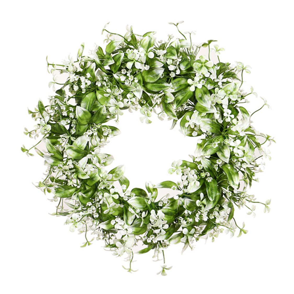 Hperu Artificial Gypsophila Wreaths for Front Door 17.7 Inch White Gypsophila Wreath Hanging Artificial Flower Spring Wreaths for Party Weddings Decor