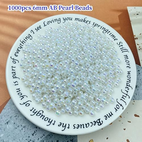 Miniatura 2 de Cuentas de perlas, 1000 cuentas de perlas para manualidades de 1564 de pulgada (1564 pulgadas), perlas redondas sueltas con agujero para collares,
